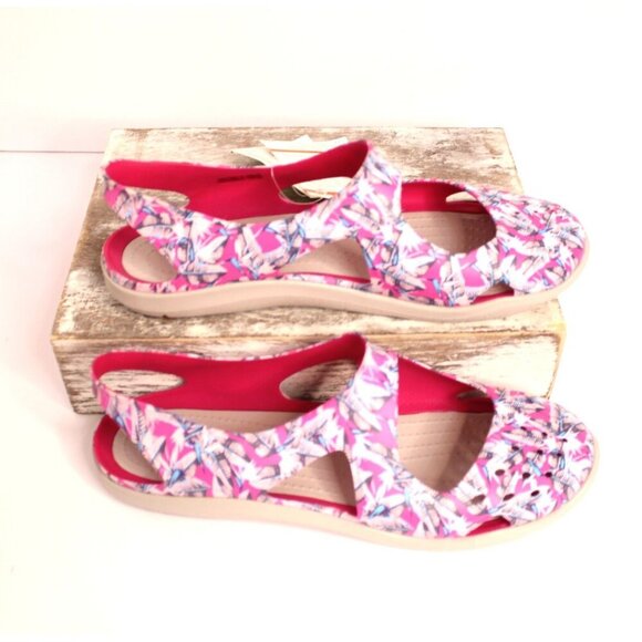 Crocs Shoes Swiftwater Wave Women's 9 Graphic Candy Pink Mary Jane Style NWT - Picture 5 of 9